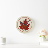 Red Leaf Fall Season Thunder Round Wall Clock Runde Wanduhr (Zuhause)