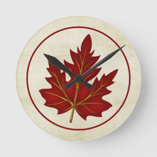 Red Leaf Fall Season Thunder Round Wall Clock Runde Wanduhr
