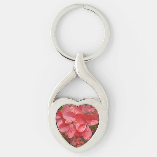 Red Leafs Heart Keychain Schlüsselanhänger (Vorderseite)