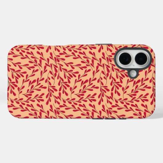  Red Leafy Branches Seamless Pattern Case-Mate iPhone Hülle (Rückseite (Horizontal))