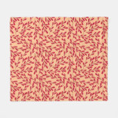  Red Leafy Branches Seamless Pattern Fleecedecke (Vorderseite (Horizontal))