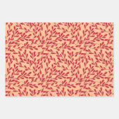  Red Leafy Branches Seamless Pattern Geschenkpapier Set (Vorderseite 3)