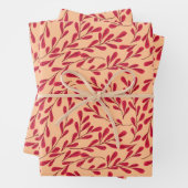  Red Leafy Branches Seamless Pattern Geschenkpapier Set (Beispiel)