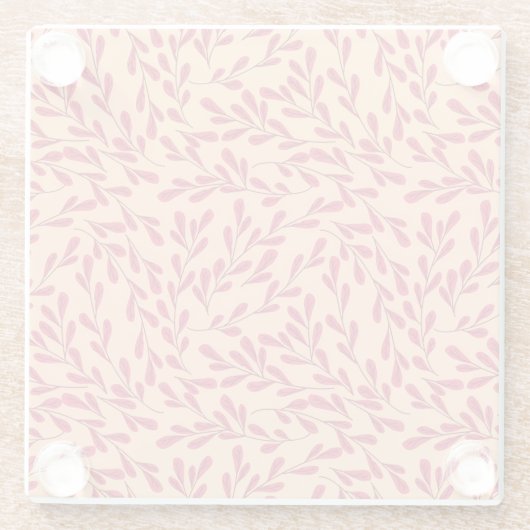  Red Leafy Branches Seamless Pattern Glasuntersetzer (Rückseite)