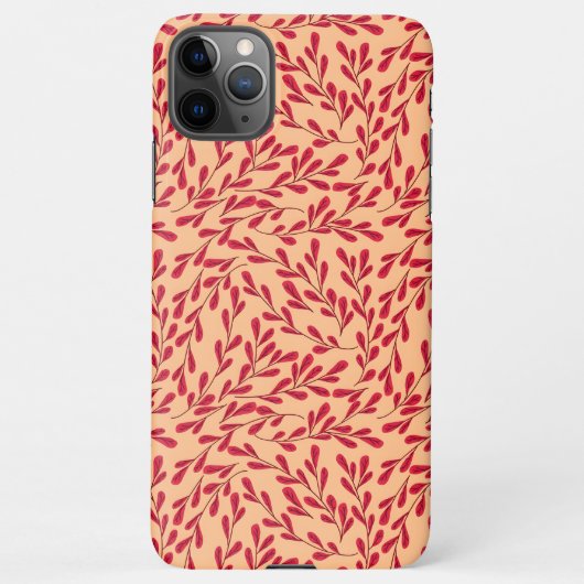  Red Leafy Branches Seamless Pattern iPhone Hülle (Rückseite)