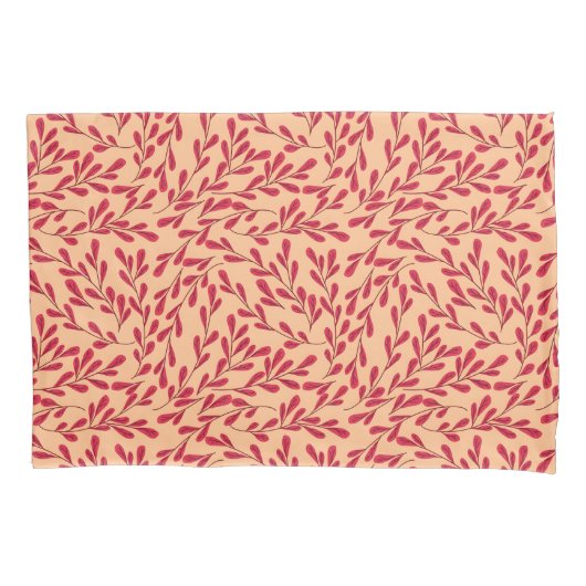 Red Leafy Branches Seamless Pattern Kissenbezug (Vorderseite-Links)