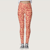  Red Leafy Branches Seamless Pattern Leggings (Vorderseite)