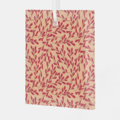  Red Leafy Branches Seamless Pattern Ornament Aus Glas (Vorderseite links)