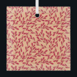 Red Leafy Branches Seamless Pattern Ornament Aus Glas<br><div class="desc">Seamless pattern with red leafy branches on a soft peach background. The design is intricate and organic,  creating a warm,  natural feel.</div>