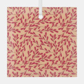  Red Leafy Branches Seamless Pattern Ornament Aus Glas (Vorderseite)