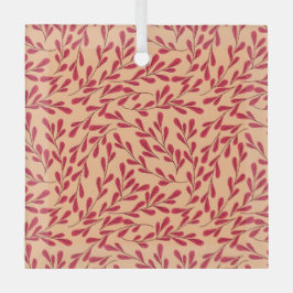  Red Leafy Branches Seamless Pattern Ornament Aus Glas