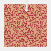  Red Leafy Branches Seamless Pattern Ornament Aus Glas (Rückseite)