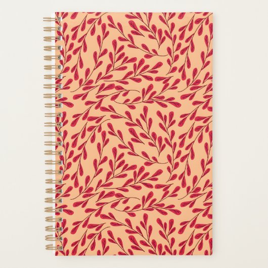  Red Leafy Branches Seamless Pattern Planer (Vorderseite)