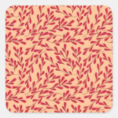  Red Leafy Branches Seamless Pattern Quadratischer Aufkleber (Vorderseite)