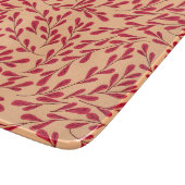  Red Leafy Branches Seamless Pattern Schneidebrett (Ecke)