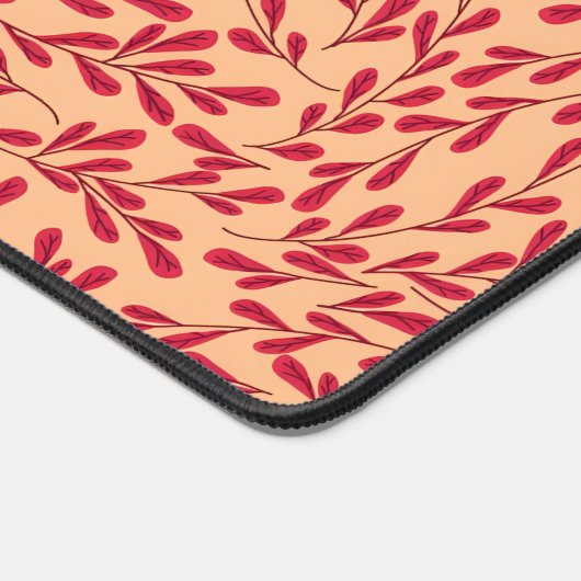 Red Leafy Branches Seamless Pattern Schreibtischunterlage (Ecke)
