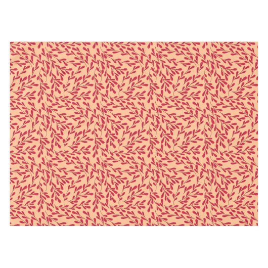  Red Leafy Branches Seamless Pattern Tischdecke (Vorderseite (Horizontal))