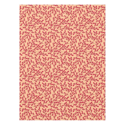  Red Leafy Branches Seamless Pattern Tischdecke (Vorderseite)