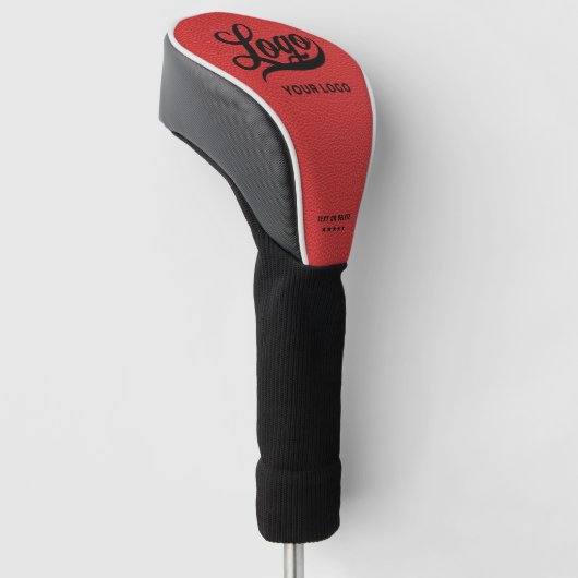 Red Leather Company Logo Business Club Golf Headcover (angewinkelt)