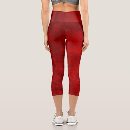 Red Leather Design Capri Leggings (Rückseite)
