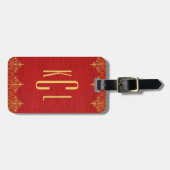 Red Leather Gold Lace Accents Gepäckanhänger (Vorderseite horizontal)