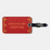 Red Leather Gold Lace Accents Gepäckanhänger (Rückseite horizontal)