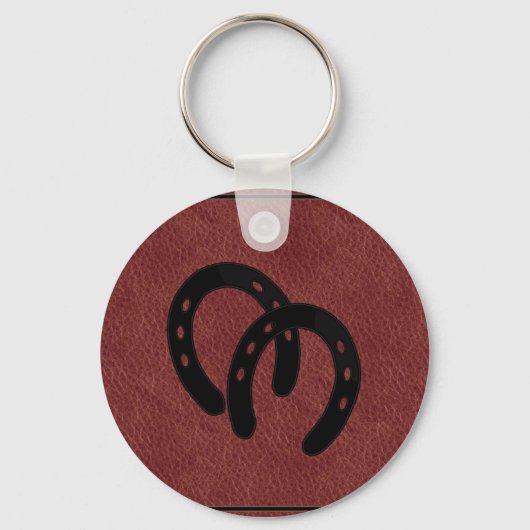 Red LEATHER Horse Shoe SCHLÜSSELANHÄNGER (Vorderseite)