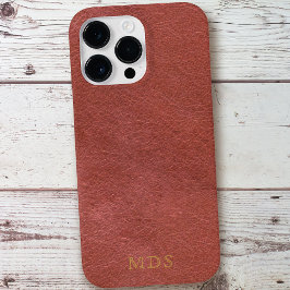 Red Leather Look Gold Monogram Oxblood iPhone Case