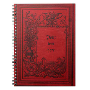 Red Leather Look Vintag Book Cover Goth Notebook Notizblock