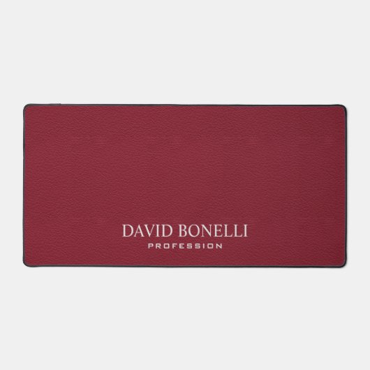 RED Leather Masculine Personalisiert Eleganter NAM Schreibtischunterlage (Vorderseite)