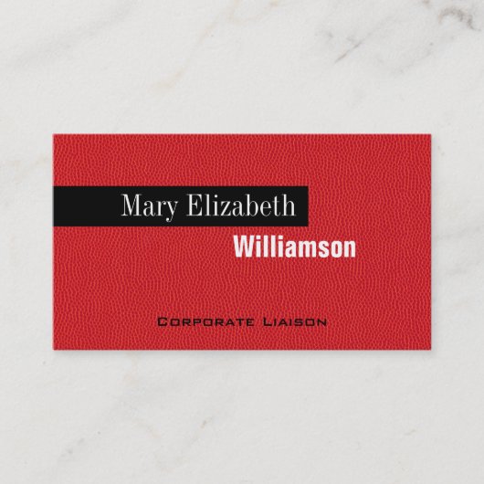 Red Leather Modern Beruflich Business Cards Visitenkarte (Vorderseite)