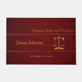 Red Leather Scale of Justice | Rechtsanwalt Fußmatte (Vorderseite)