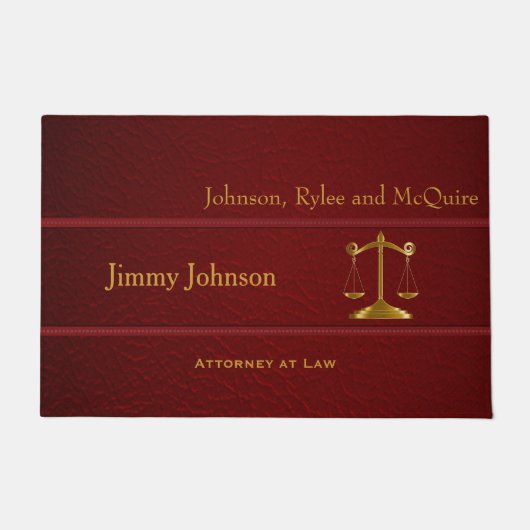 Red Leather Scale of Justice | Rechtsanwalt Fußmatte (Vorderseite)