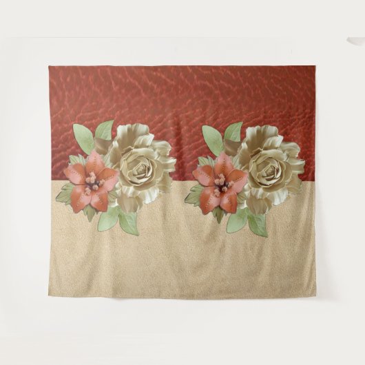 Red Leather & Suede Textur Art Wandteppich (Vorderseite (Horizontal))