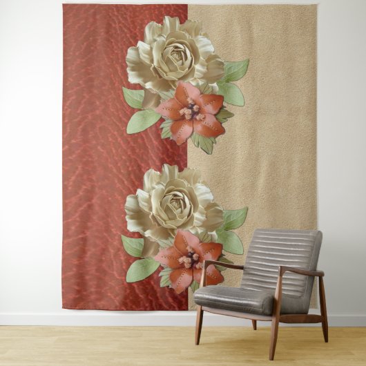 Red Leather & Suede Textur Art Wandteppich (Beispiel)