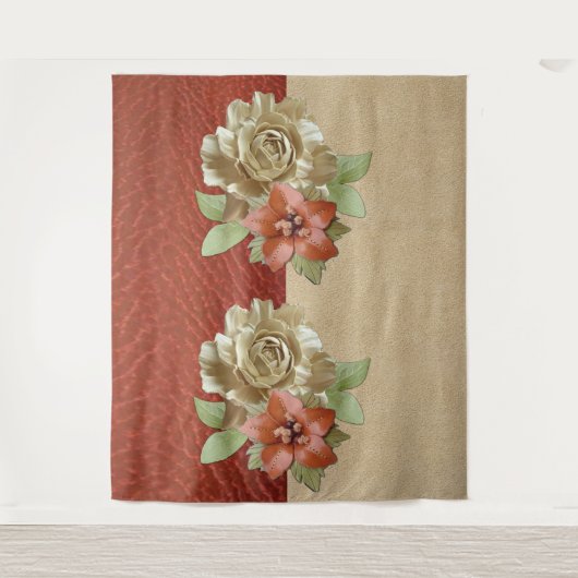 Red Leather & Suede Textur Art Wandteppich (Vorderseite)