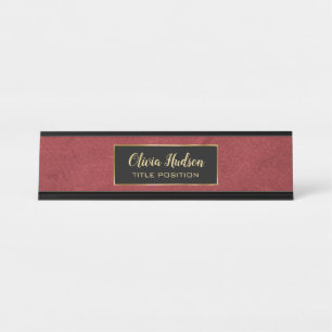 Red Leather Texture Schreibtischnamensplakette