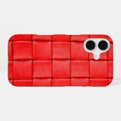 Red Leather Weave iPhone 16 Hülle (Rückseite (Horizontal))