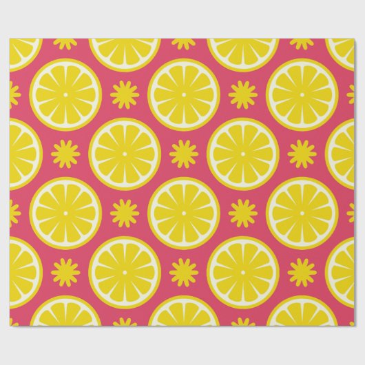 Red Lemon Wrapping Paper Geschenkpapier (Flach)