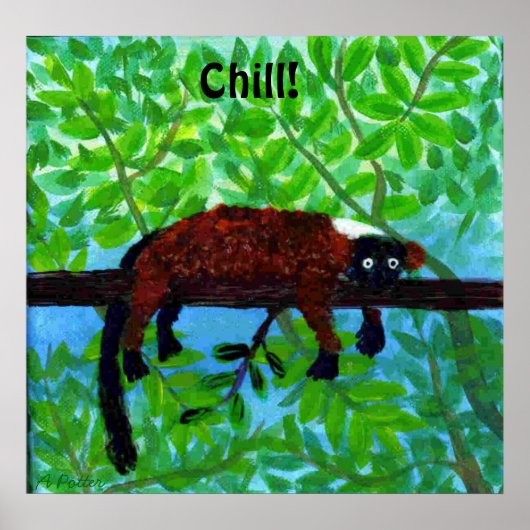 Red Lemur Animal Poster Chill! (Vorne)