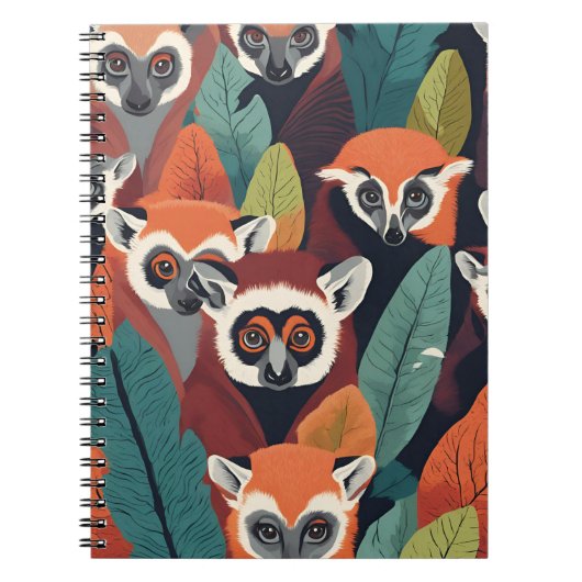 Red Lemur Notebook - Bold Wildlife Inspiriert Desi Notizblock (Vorderseite)