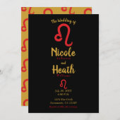 Red LEO Zodiac Astrologie Juli August Hochzeit Einladung (Vorne/Hinten)