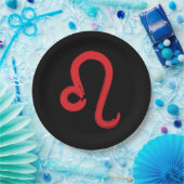Red LEO Zodiac Signatur Juli August Geburtstag Ast Pappteller (Party)