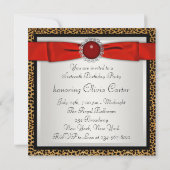 Red Leopard 16 . Geburtstag Geburtstagspartei Einladung (Rückseite)