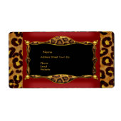 Red Leopard Black Gold Label-Adresse (Vorne)