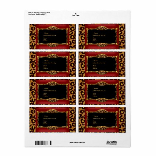 Red Leopard Black Gold Label-Adresse (Vorne)