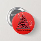 Red Leopard Cheetah Weihnachtsbaum Button (Vorne & Hinten)