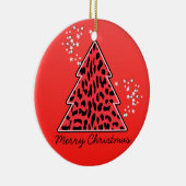 Red Leopard Cheetah Weihnachtsbaum Keramikornament (Rechts)