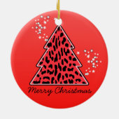 Red Leopard Cheetah Weihnachtsbaum Keramikornament (Hinten)