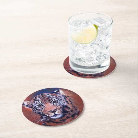 Red Leopard Coaster Runder Pappuntersetzer (Vor Ort)